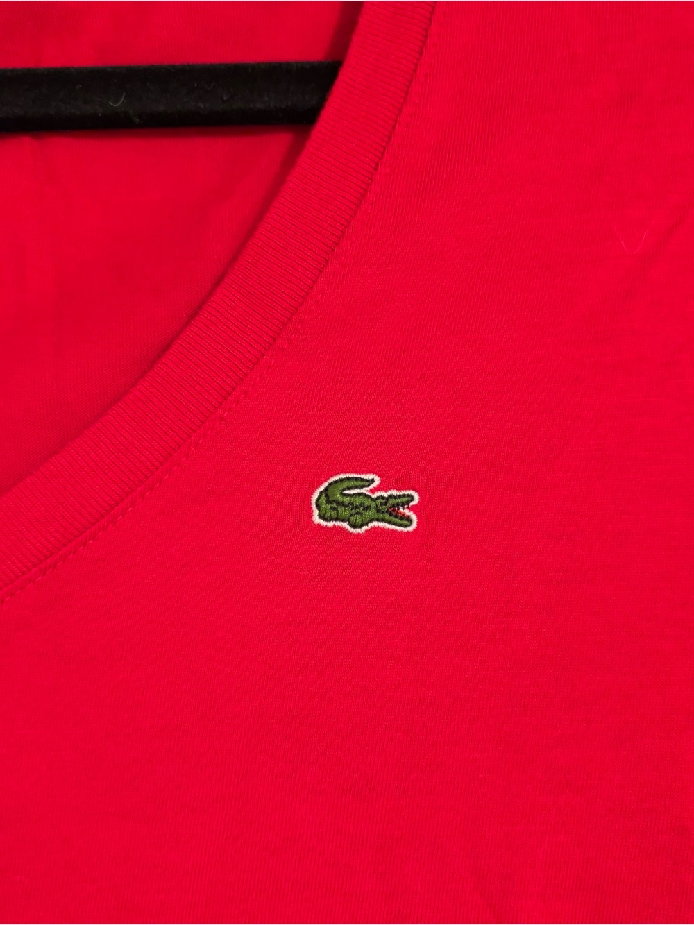 Lacoste Red V-Neck Long Sleeve Women's Top - Picture 3 of 7
